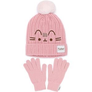 Pusheen Womens/Ladies The Cat Knitted Beanie & Gloves Set / Pink